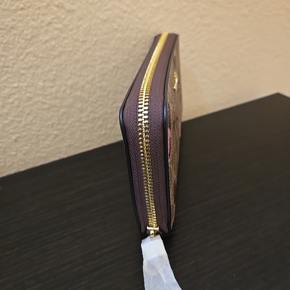 Coach Long Zip Around Wallet In Signature Canvas With Cherry Print - Picture 8 of 13